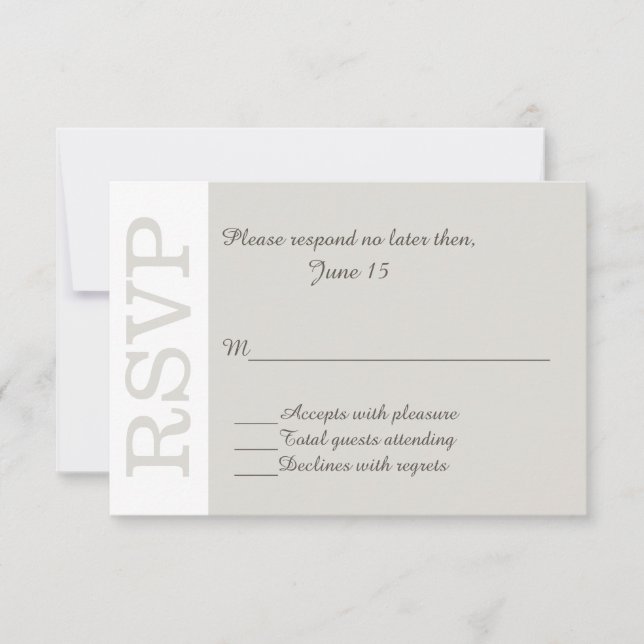 Sand Modern Wedding RSVP Response Card (Front)