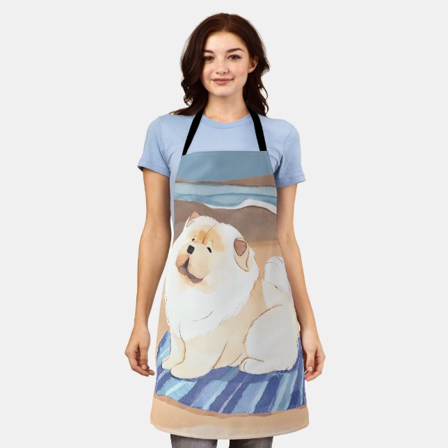 SAND N' SEA Cream  Chow Chow dog  Apron (Worn)