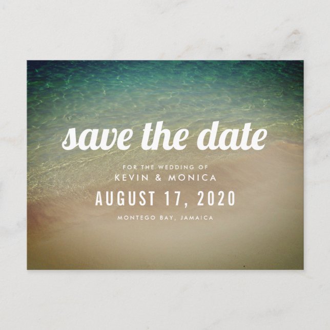 Sand Ocean Beach Wedding Save the Date Announcement Postcard (Front)