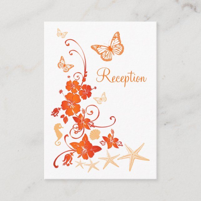 Sand, Orange, White Tropical Beach Enclosure Card (Front)
