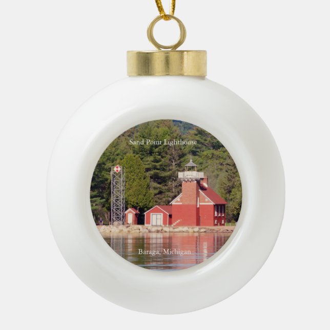 Sand Point Lighthouse Baraga  ball ornament (Front)
