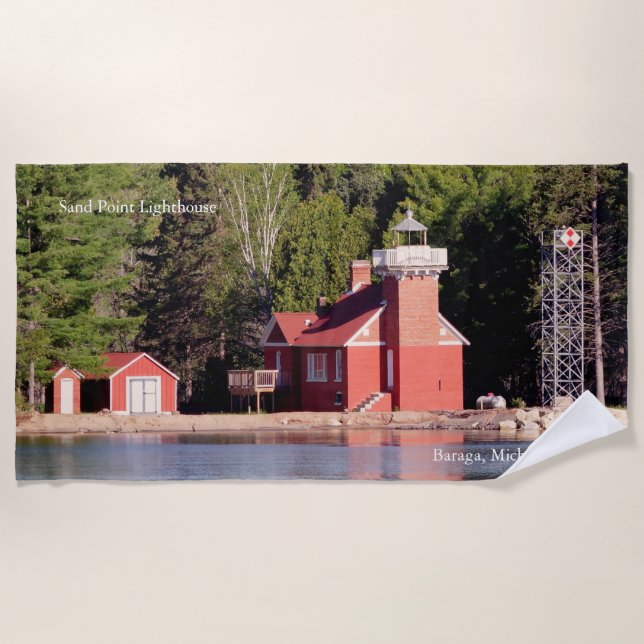 Sand Point Lighthouse Baraga  beach towel (Front)