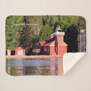 Sand Point Lighthouse Baraga sherpa blanket