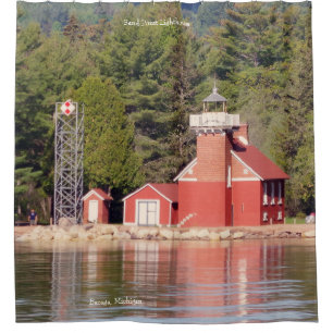 Sand Point Lighthouse Baraga shower curtain