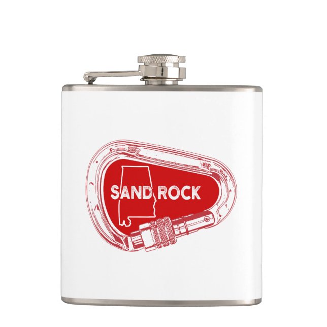 Sand Rock Alabama Rock Climbing Carabiner Hip Flask (Front)