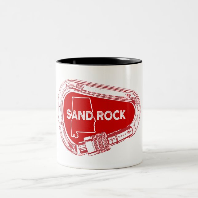 Sand Rock Alabama Rock Climbing Carabiner Two-Tone Coffee Mug (Center)