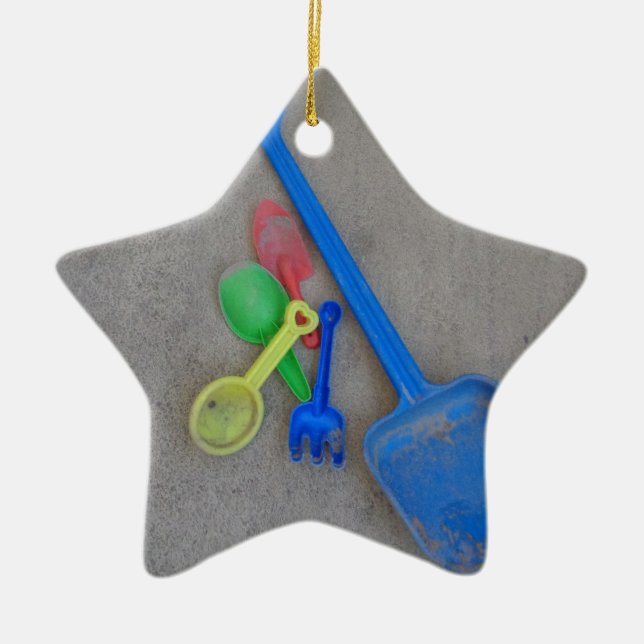 Sand Scoops, Kids Playground Beach Summer Ceramic Ornament (Front)