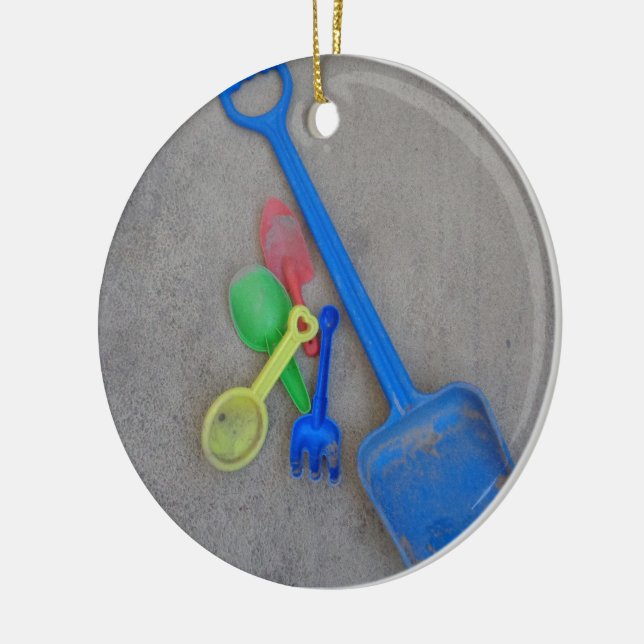 Sand Scoops, Kids Playground Beach Summer Ceramic Ornament (Left)
