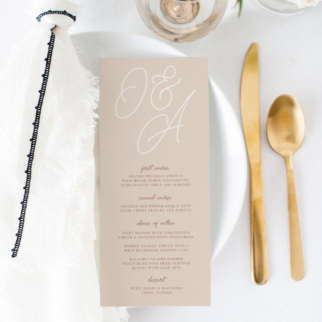 Sand | Script Watermark Monogram Wedding Menu (Creator Uploaded)