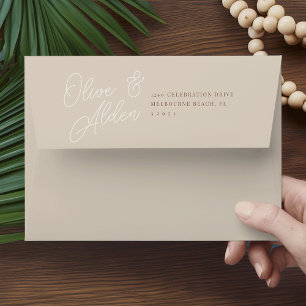 Sand Script Watermark Wedding 5x7 Envelope