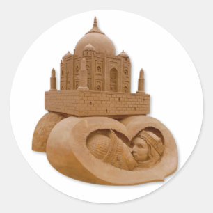 Sand sculpture of Taj Mahal by Sudarsan Pattnaik Classic Round Sticker