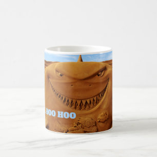 Sand sculpture shark hoo hoo coffee mug
