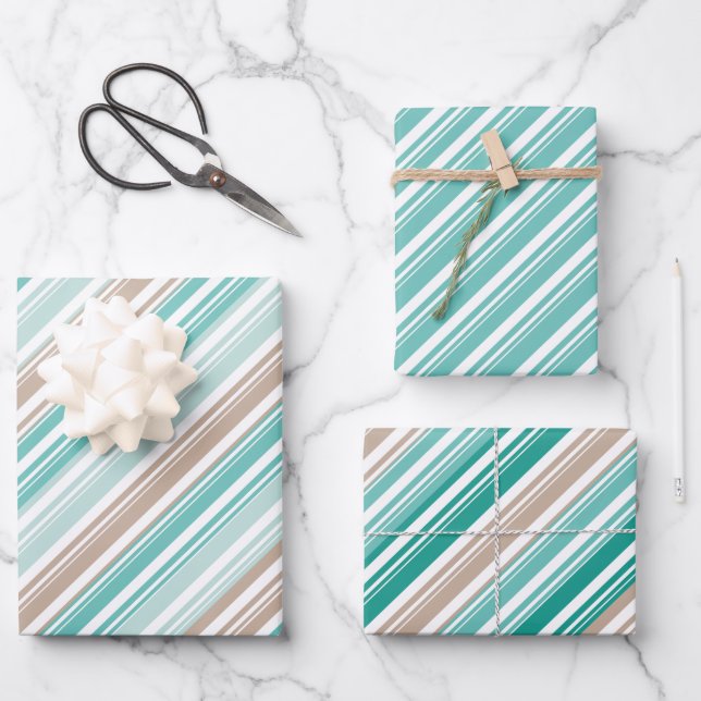 Sand & Sea 2 Candy Cane Stripe Holiday Wrapping Paper Sheet (Front)