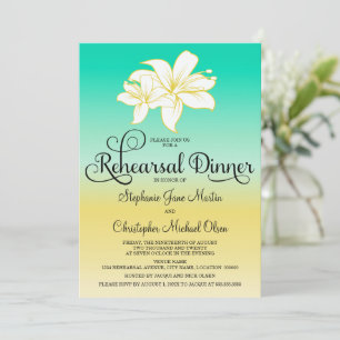 Sand & Sea Hibiscus Colour Ombre Rehearsal Dinner Invitation