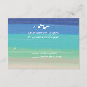 Sand, Sea & Seagulls   Painted Ocean Wedding RSVP Card