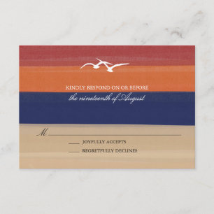 Sand, Sea & Seagulls   Painted Ocean Wedding RSVP Card