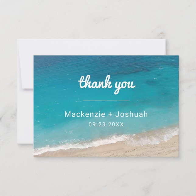 Sand Shore Beach Destination Wedding Thank You Card (Front)