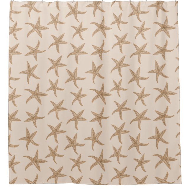 Sand starfish on new ivory shower curtain (Front)