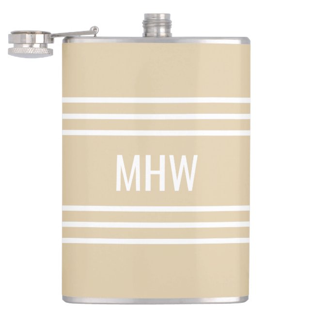 Sand Stripes custom monogram flask (Opened)