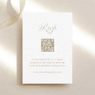 Sand Stylish Calligraphy Wedding QR Code RSVP Card