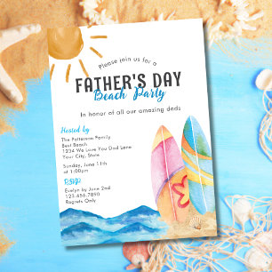 Sand Sun & Surf Fun Father's Day Beach Party Invitation