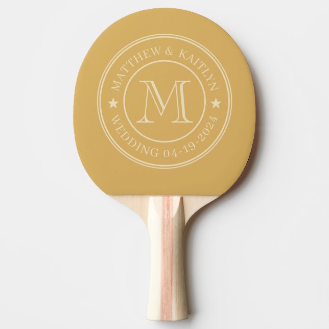 Sand Sunrise Wedding Monogram Star Ping Pong Paddle (Front)