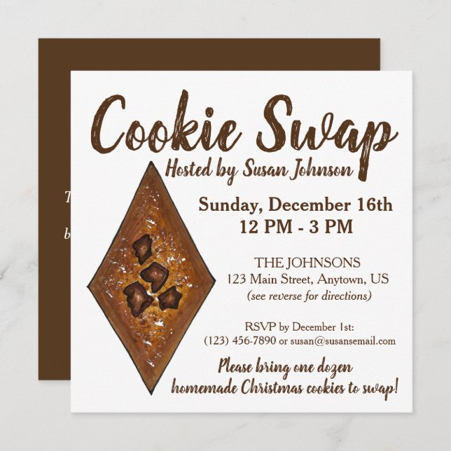 Sand Tart Christmas Cookie Swap Party Bake Sale Invitation (Front/Back)