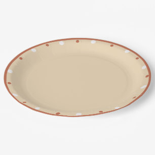 Sand Terra Cotta White Polka Dots Paper Plate