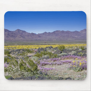 Sand Verbena & Desert Gold at Amboy Crater, CA, Mouse Pad