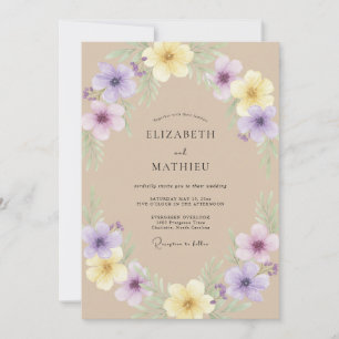 Sand Violet Wildflower Wedding Invitation