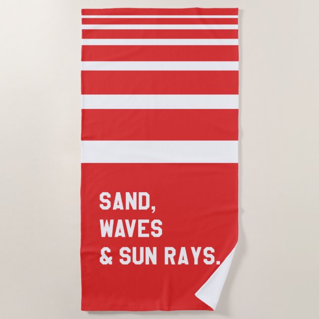 Sand, Waves And Sun Rays Beach Towel (Front)