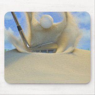 sand wedge hitting a golf ball out of a sand 2 mouse pad
