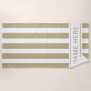 Sand with White Stripe Towel with Your Name