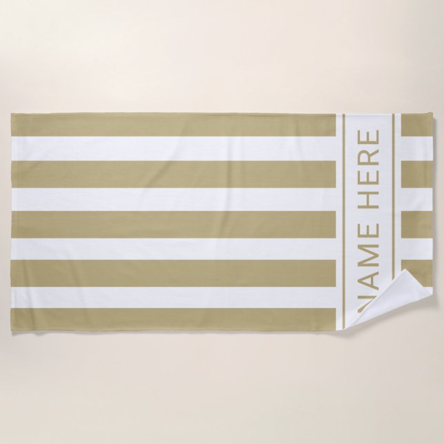 Sand with White Stripe Towel with Your Name (Front)