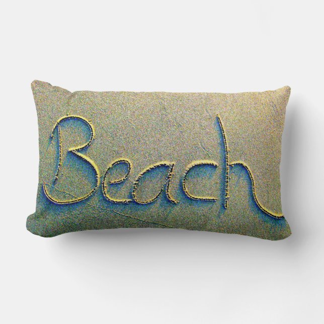 Sand Writing Beach Lumbar Cushion (Front)