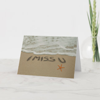 Sand Writing I Miss You at the Beach Card