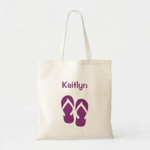 Sandals flip flop summer purple custom tote bag