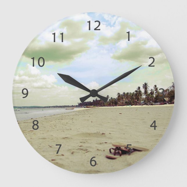 Sandals on Tropical Beach Large Clock (Front)