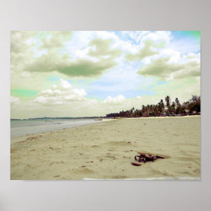 Sandals on Tropical Beach Poster
