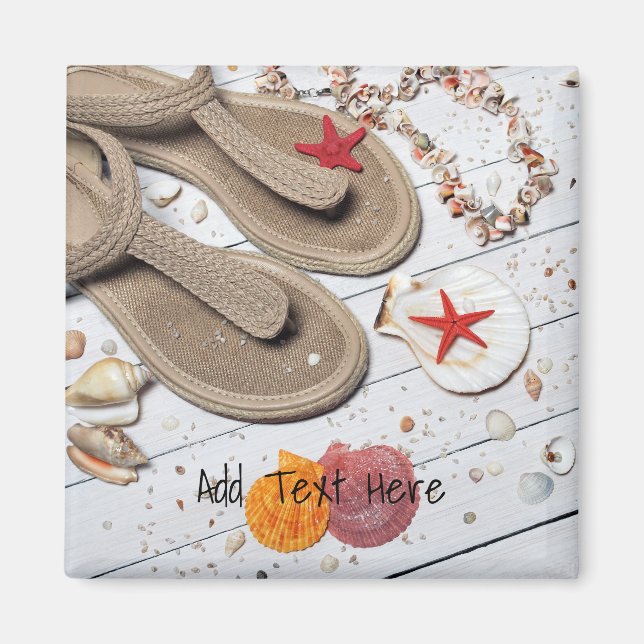Sandals, Seashells and Starfish at the Beach Magnet (Front)