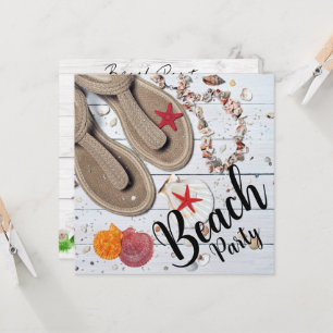 Sandals & Seashells Beach Party Birthday Invitation