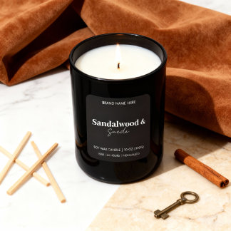 Sandalwood & Suede Custom Candle - Black Sticker 