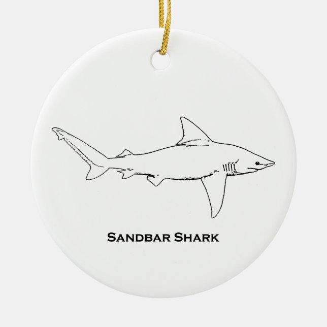 Sandbar Shark Ceramic Tree Decoration (Front)