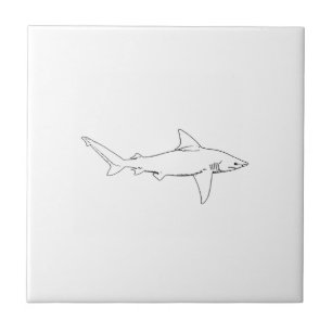 Sandbar Shark Illustration (line art) Tile