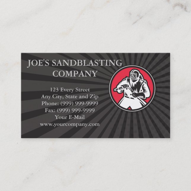 Sandblaster Sandblasting Circle Retro Business Card (Front)