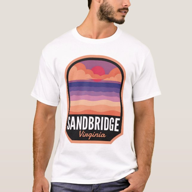 Sandbridge Beach VA Retro Sunset T-Shirt (Front)