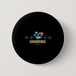 Sandbridge Beach Virginia Heartbeat 80s Retro Beac 6 Cm Round Badge