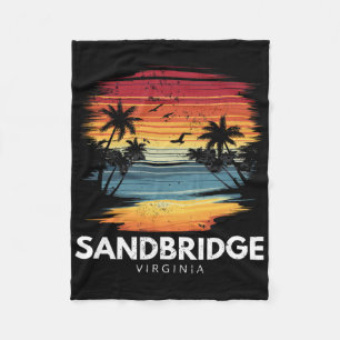 Sandbridge Beach Virginia Surfboard Surfing Vintag Fleece Blanket