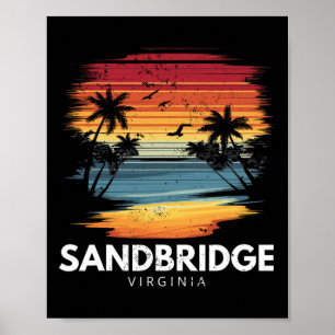 Sandbridge Beach Virginia Surfboard Surfing Vintag Poster