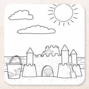 Sandcastle Adult Colouring Paper Coaster